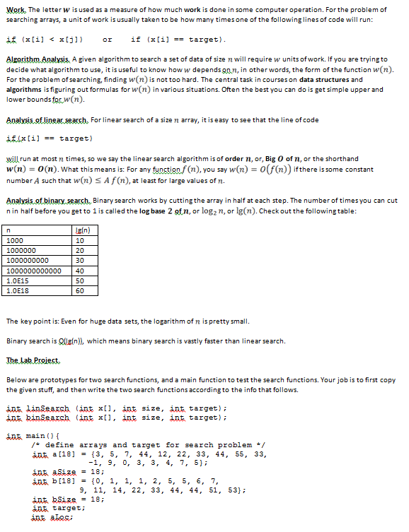 Solved Many computer applications involve searching arrays | Chegg.com