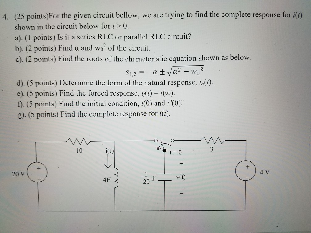 Solved (25 points )For the given circuit bellow, we are | Chegg.com