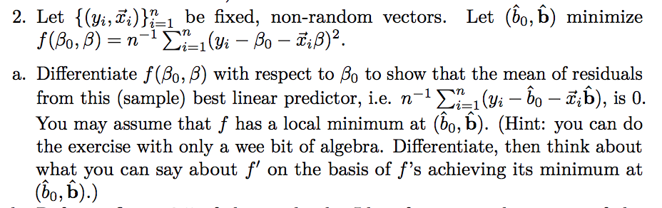 Solved 2. Let be fixed, non-random vectors. Let (b0,b) | Chegg.com