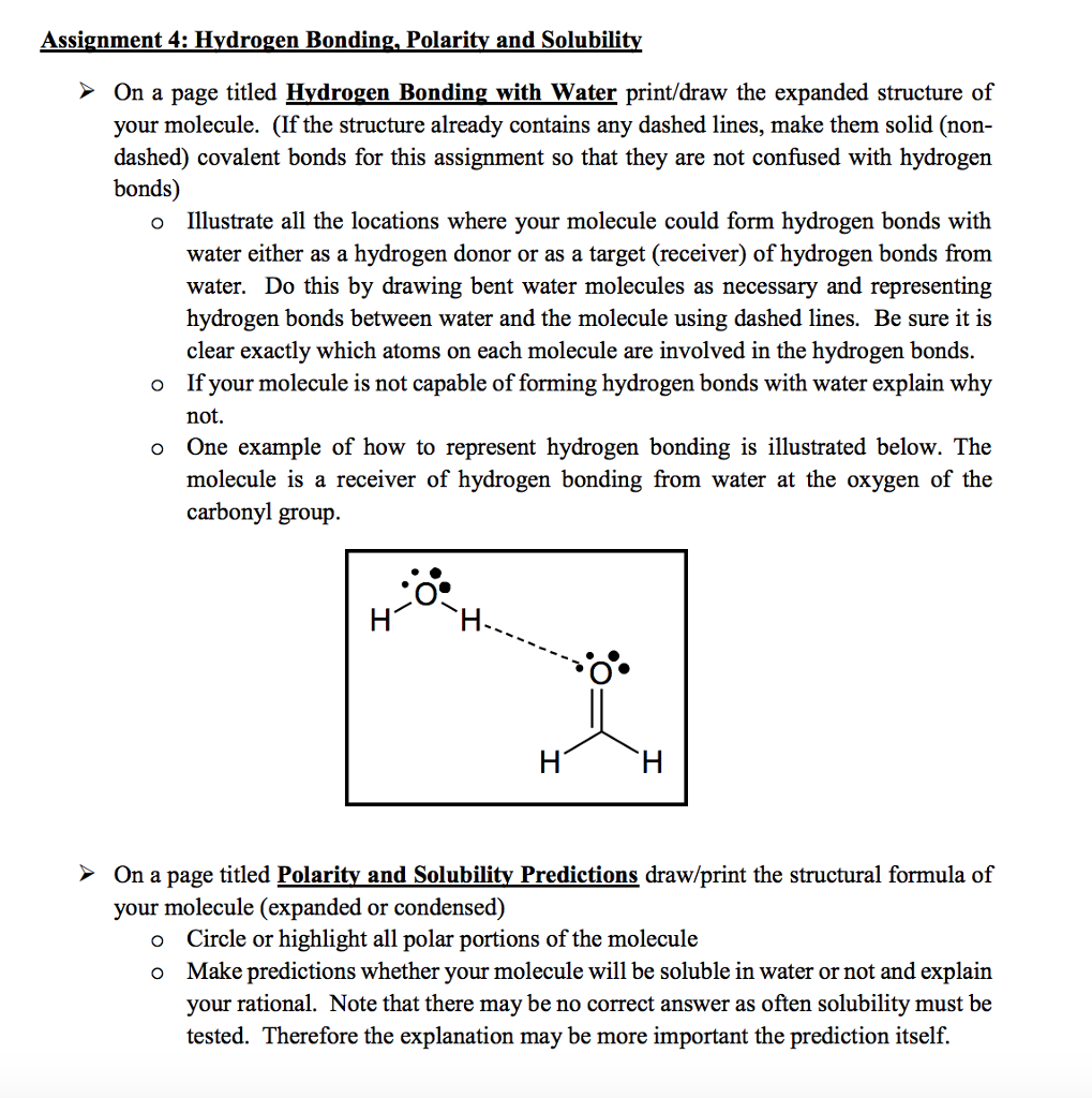 Solved Hydrogen Bonding Polari And Solubility On A Page