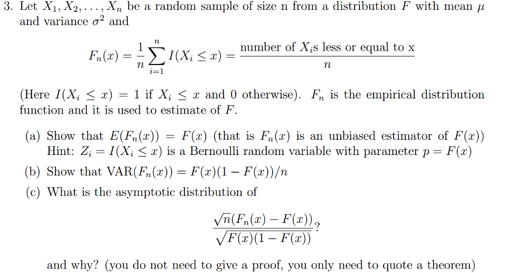Solved Let X_1, X_2,, X_n, be a random sample of size n