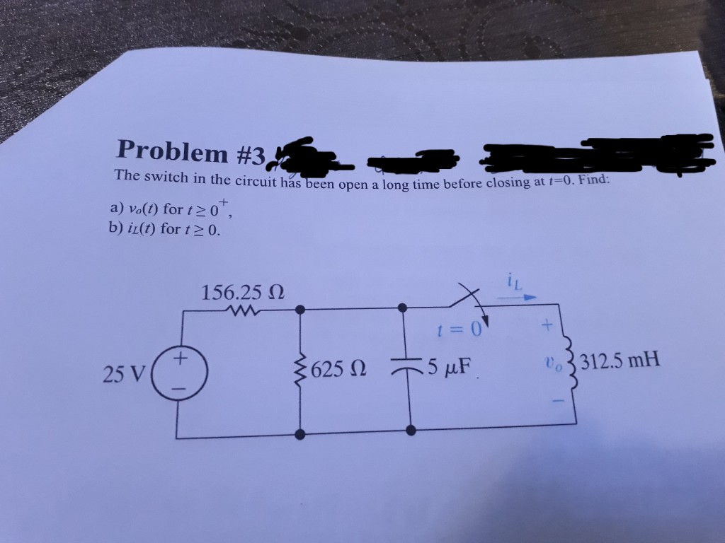 Solved Problem #3 The Switch In The Circuit Has Been Open A | Chegg.com