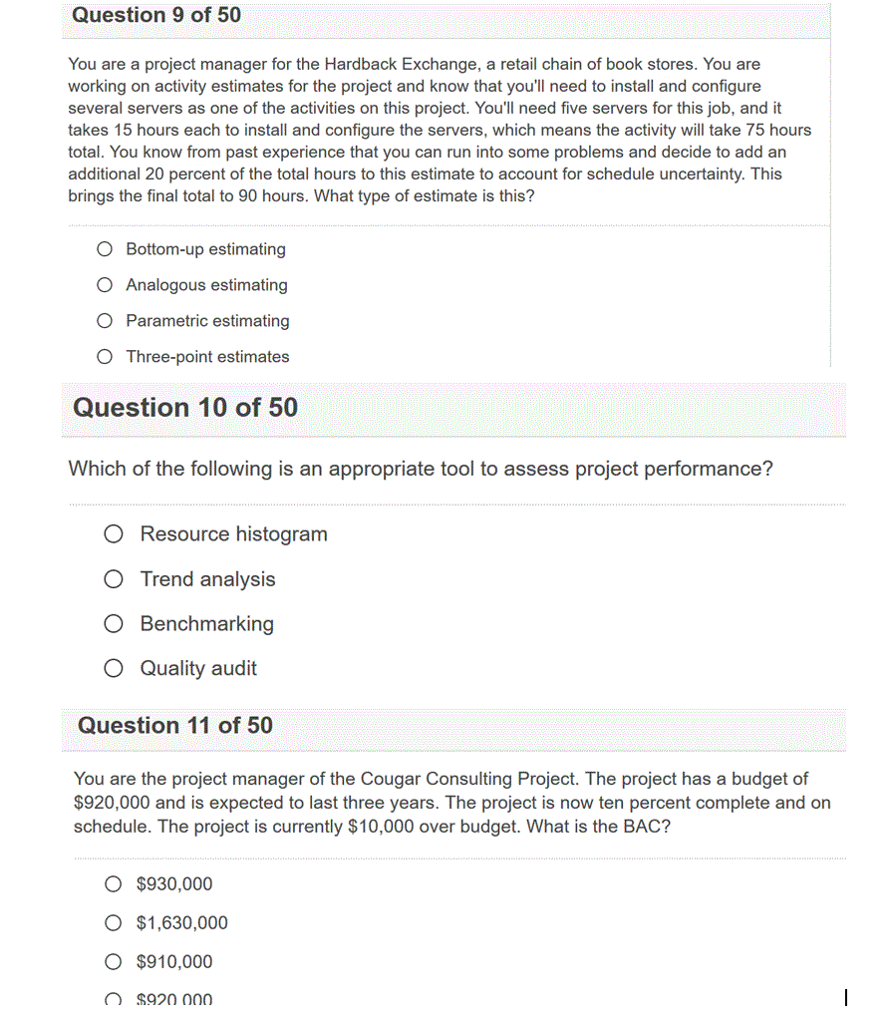 Solved Question 9 of 50 You are a project manager for the | Chegg.com