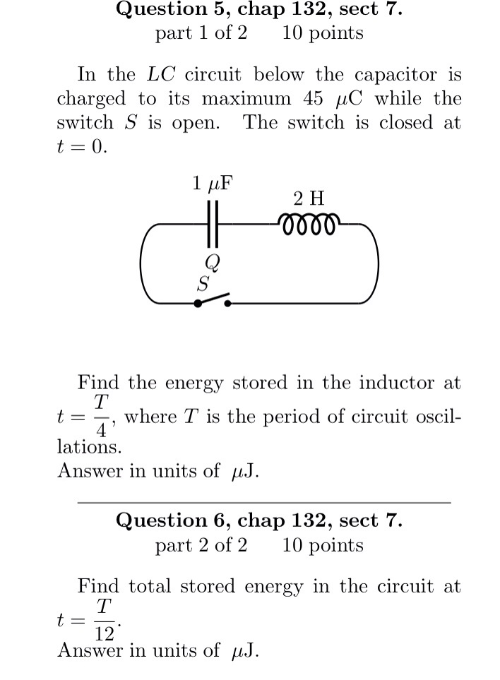 Solved In the LC circuit below the capacitor is charged to