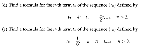 Solved (d) Find a formula for the n-th term t_n of the | Chegg.com