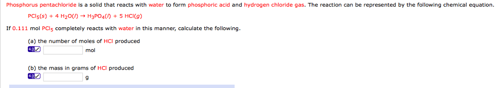 Solved: Phosphorus Pentachloride Is A Solid That Reacts Wi... | Chegg.com