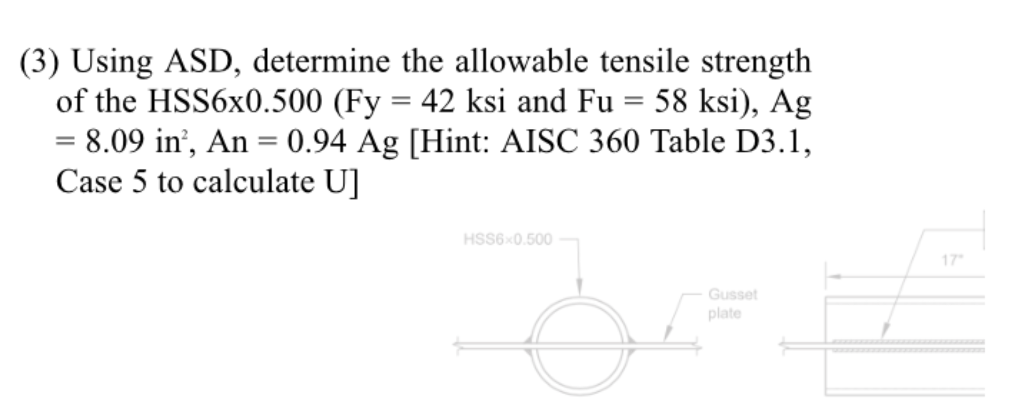 Solved Using ASD, determine the allowable tensile strength | Chegg.com