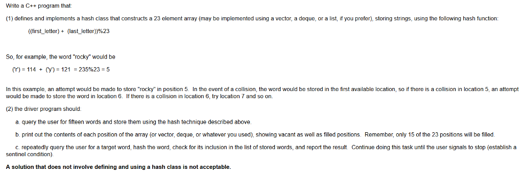 Solved Write a C++ program that defines and implements a | Chegg.com