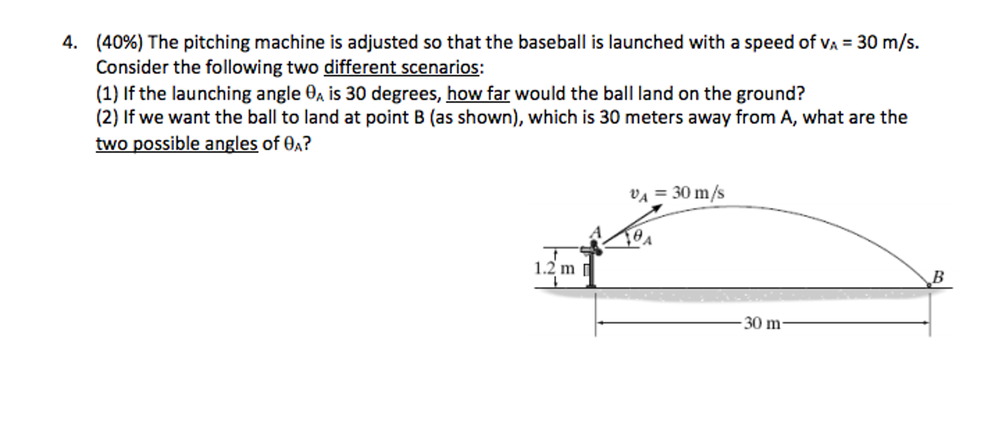 The pitching machine is adjusted so that the baseball