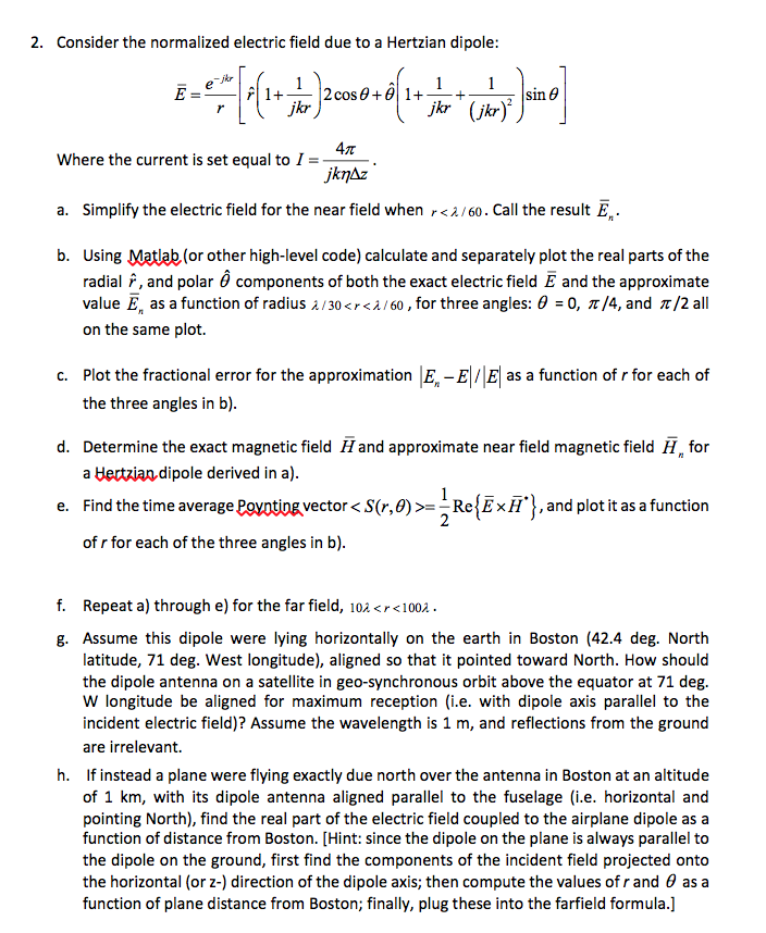 Consider the normalized electric field due to a | Chegg.com