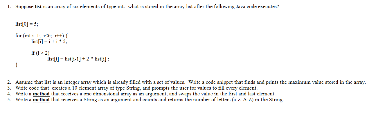 Solved Suppose list is an array of six elements of type int. | Chegg.com
