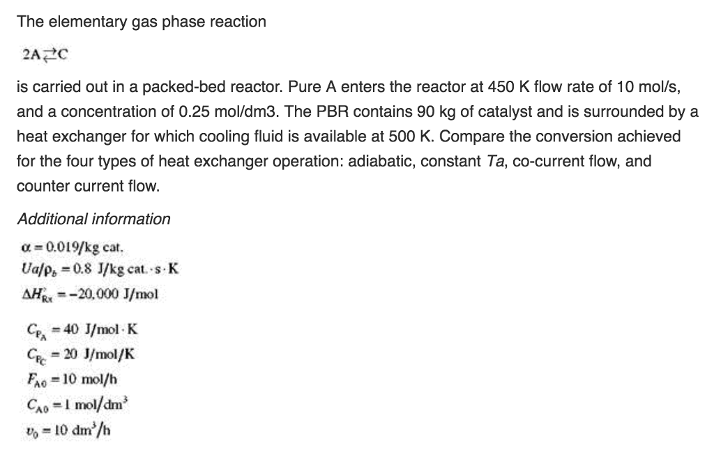 the-elementary-gas-phase-reaction-2a-c-is-carried-out-chegg