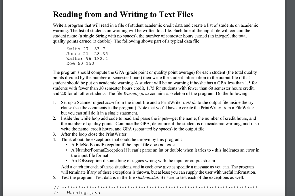 Solved Reading From And Writing To Text Files Write A | Chegg.com