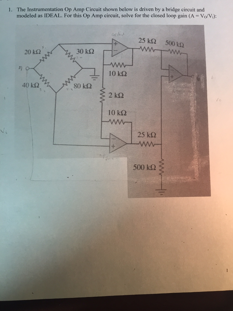 Solved The Instrumentation Op Amp Circuit shown below is