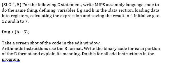 Solved For the following C statement, write MIPS assembly | Chegg.com