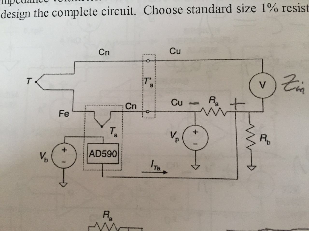 The figure below shows a coldjunction compensation
