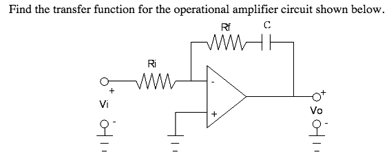 Solved Find the transfer function for the operational | Chegg.com