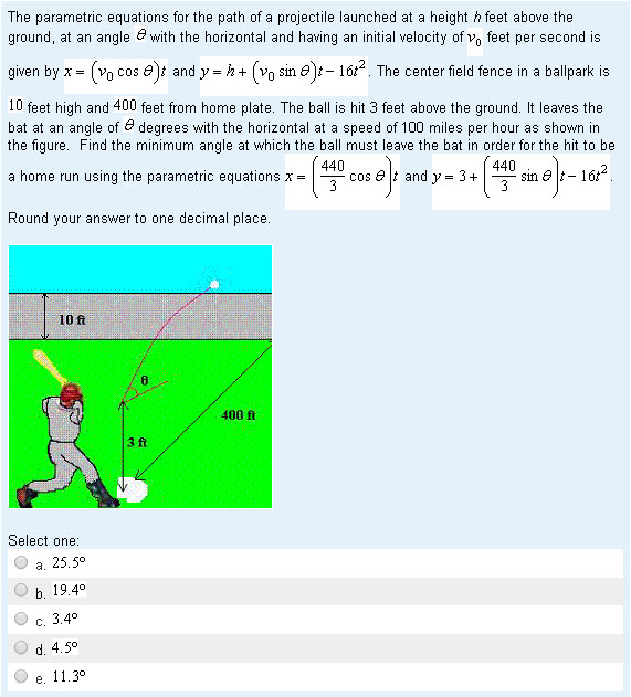 parametric equations projectile motion problems