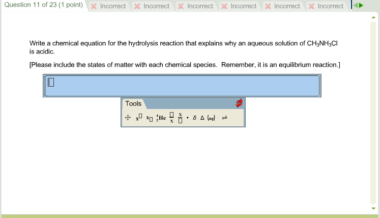 Solved Question 11 of 23 Write a chemical equation for the | Chegg.com