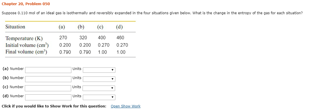 Solved Chapter 20, Problem 050 Suppose 0.110 mol of an ideal | Chegg.com