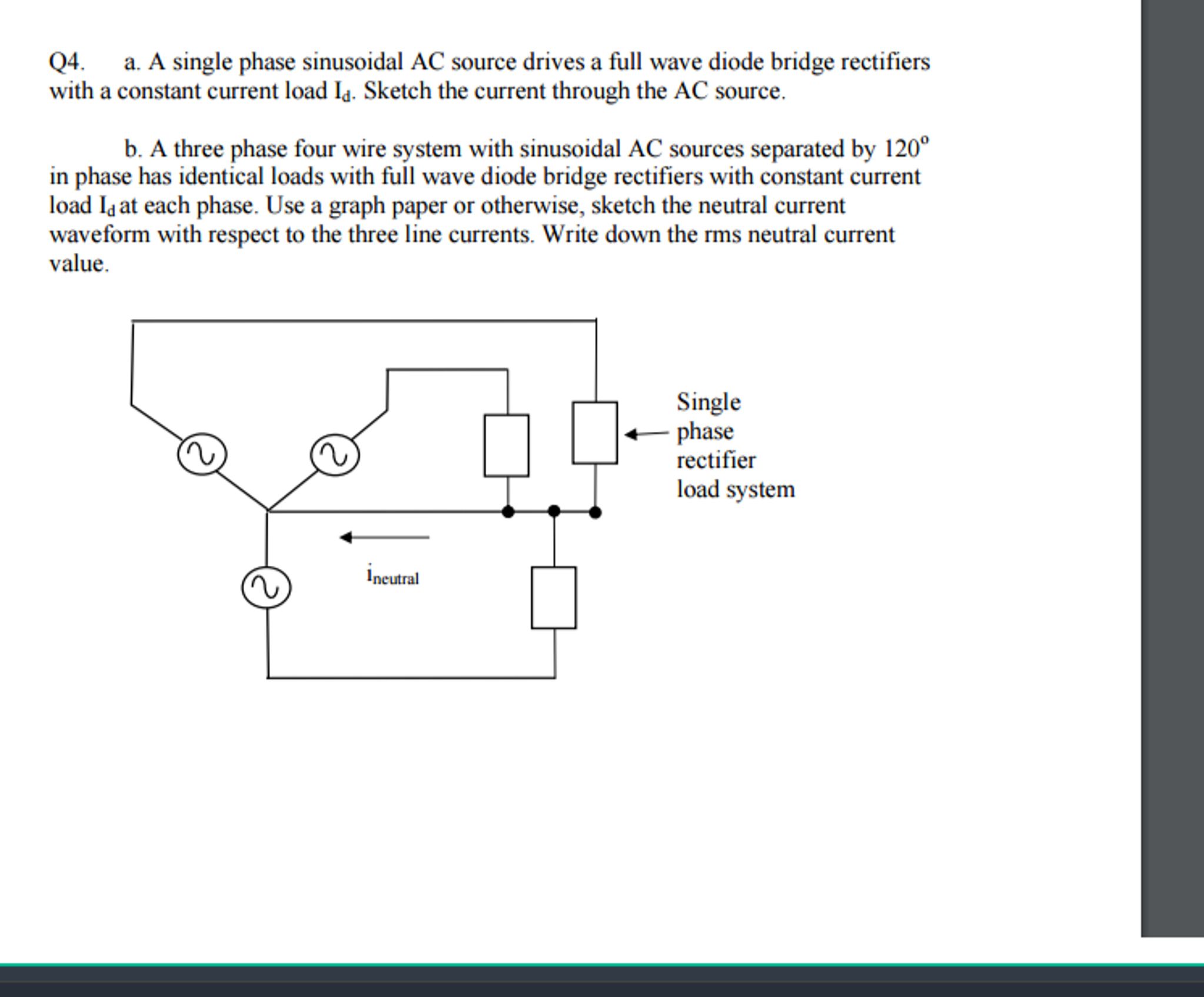 Solved A Single Phase Sinusoidal Ac Source Drives A Full Chegg Com