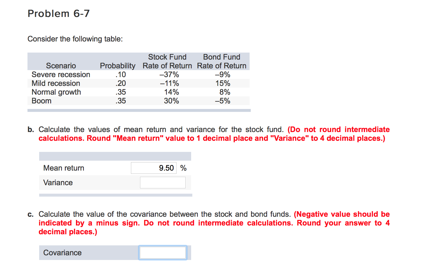 Solved Calculate the values of mean return and variance for | Chegg.com