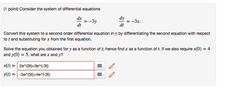 Solved Consider the system of differential equations dx/dt | Chegg.com