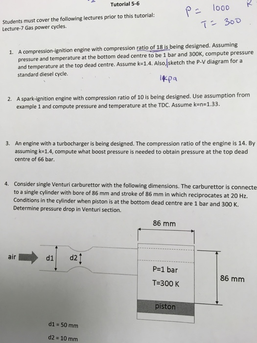 Solved A compressionignition engine with compression ratio