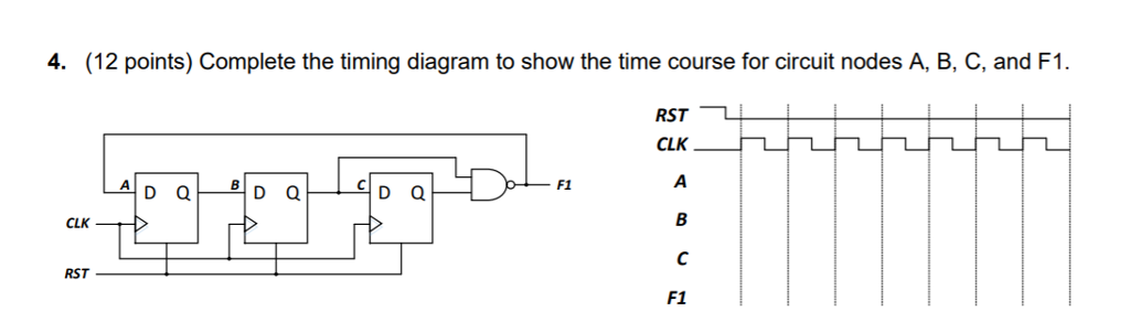 Solved 4. (12 points) Complete the timing diagram to show | Chegg.com