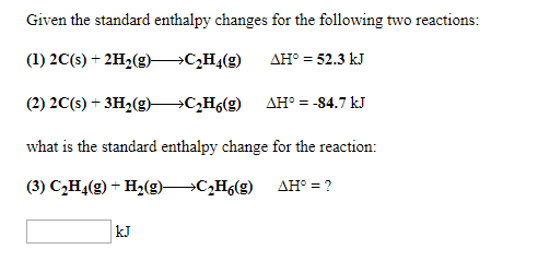 Solved Given the standard enthalpy changes for the following