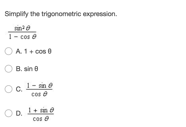 Solved Simplify The Trigonometric Expression Sin2 1 cos Chegg solved-simplify-the-trigonometric-expression-sin2-1-cos-chegg