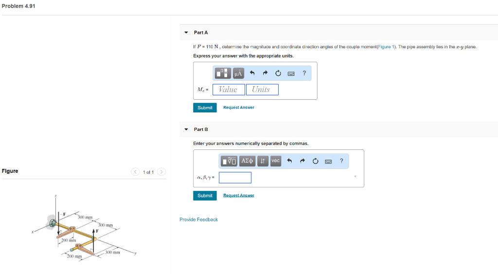 Solved Problem 4.91 Part A If F- 110 N, determine the | Chegg.com
