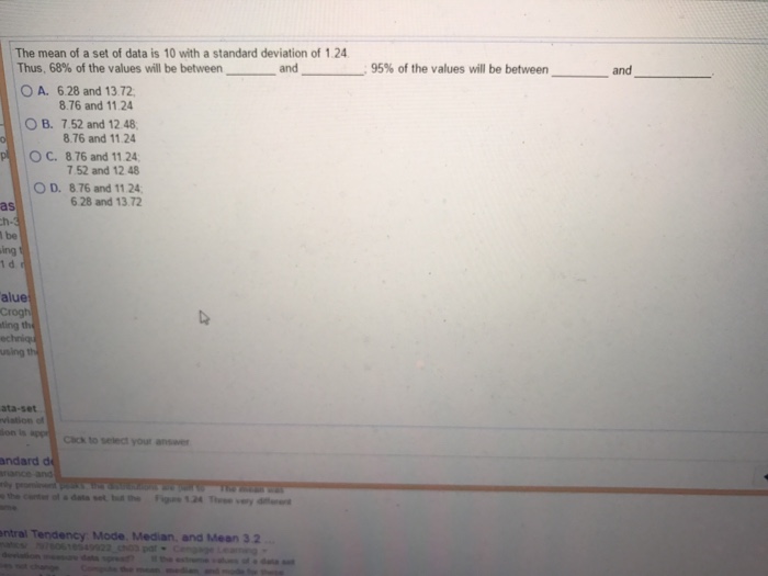 Solved The mean of a set of data is 10 with a standard | Chegg.com