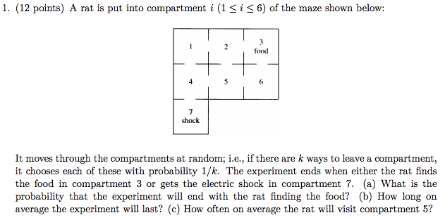 Solved A Rat Is Put Into Compartment I (1 Lessthanorequalto | Chegg.com