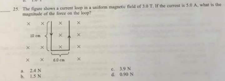 Solved The figure shows a current loop in a uniform magnetic | Chegg.com