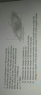 Solved A circle of diameter d = 200 mm is etched on the | Chegg.com