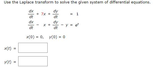 Solved Use the Laplace transform to solve the given system | Chegg.com