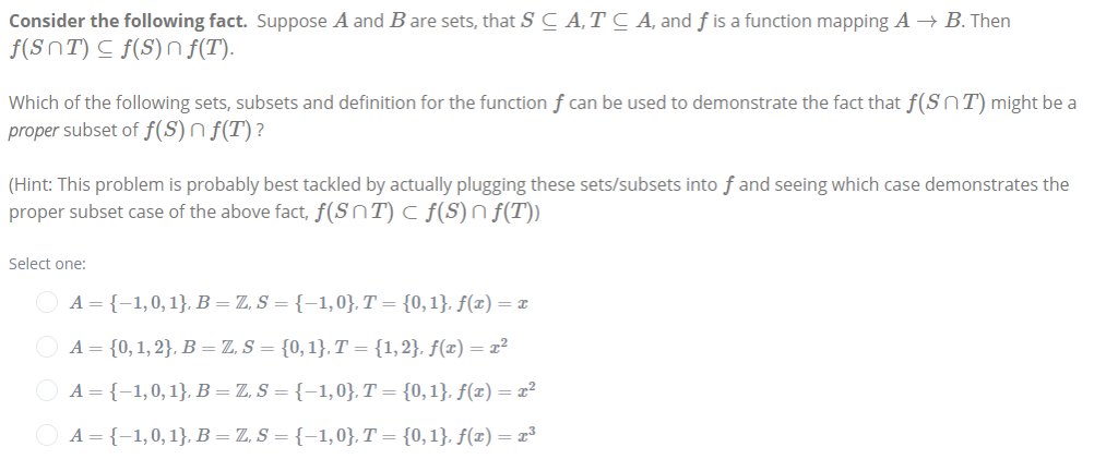 Solved Consider The Following Fact. Suppose A And Are Sets, | Chegg.com