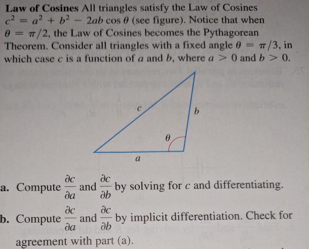 Solved Law Of Cosines All Triangles Satisfy The Law Of 2078