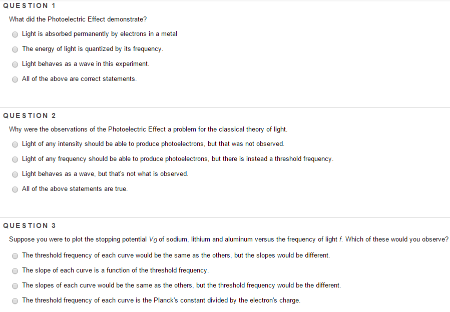 what did the results of photoelectric effect experiments establish