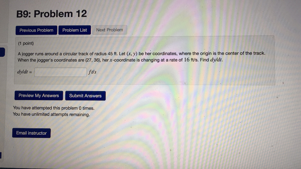 Solved B9: Problem 12 Previous Problem Problem List Next | Chegg.com