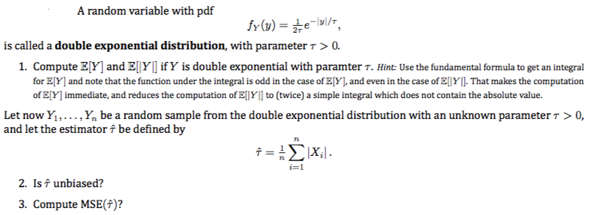 A random variable with pdf 2T is called a double | Chegg.com