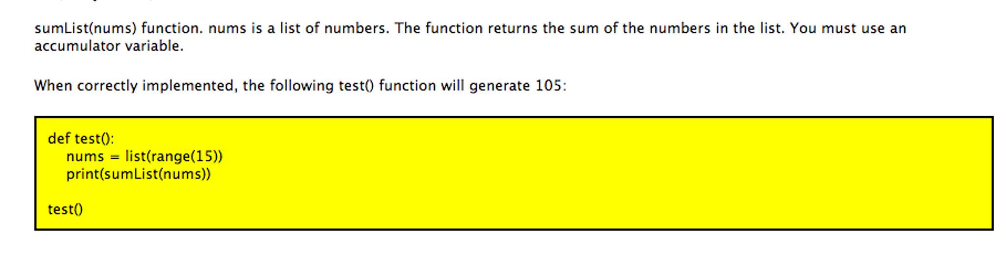 sumlist-nums-function-nums-is-a-list-of-numbers-chegg