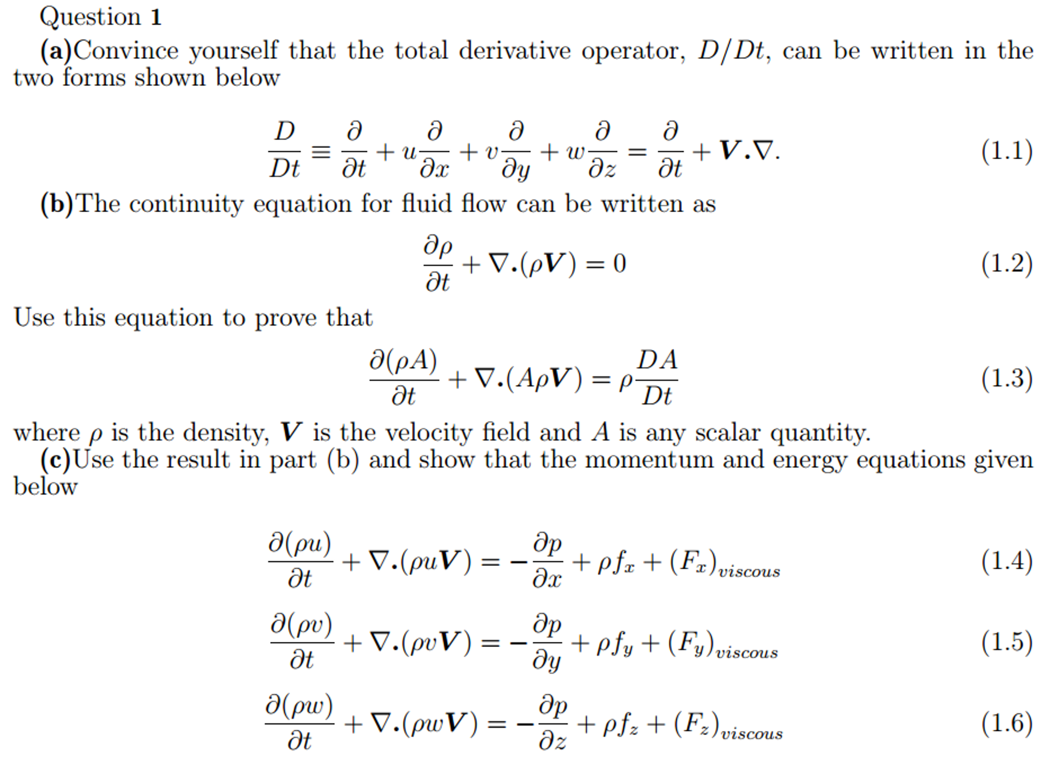 conservation of mass and momentum fluid mechanics