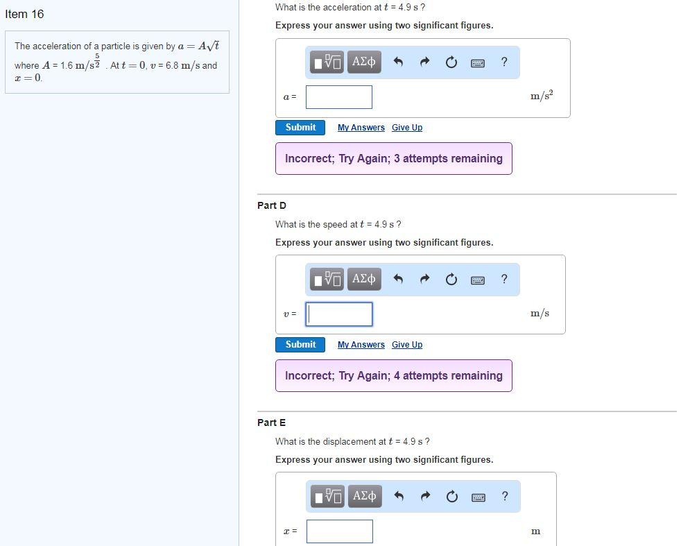 Solved Item 16 Part A What Is The Speed As A Function Of | Chegg.com