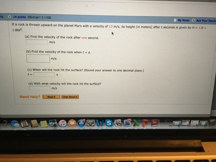 Solved If a rock Is thrown upward on the planet Mars with a | Chegg.com
