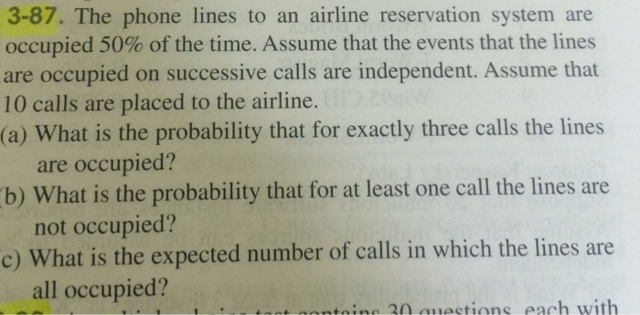 Solved The Phone Lines To An Airline Reservation System Are | Chegg.com