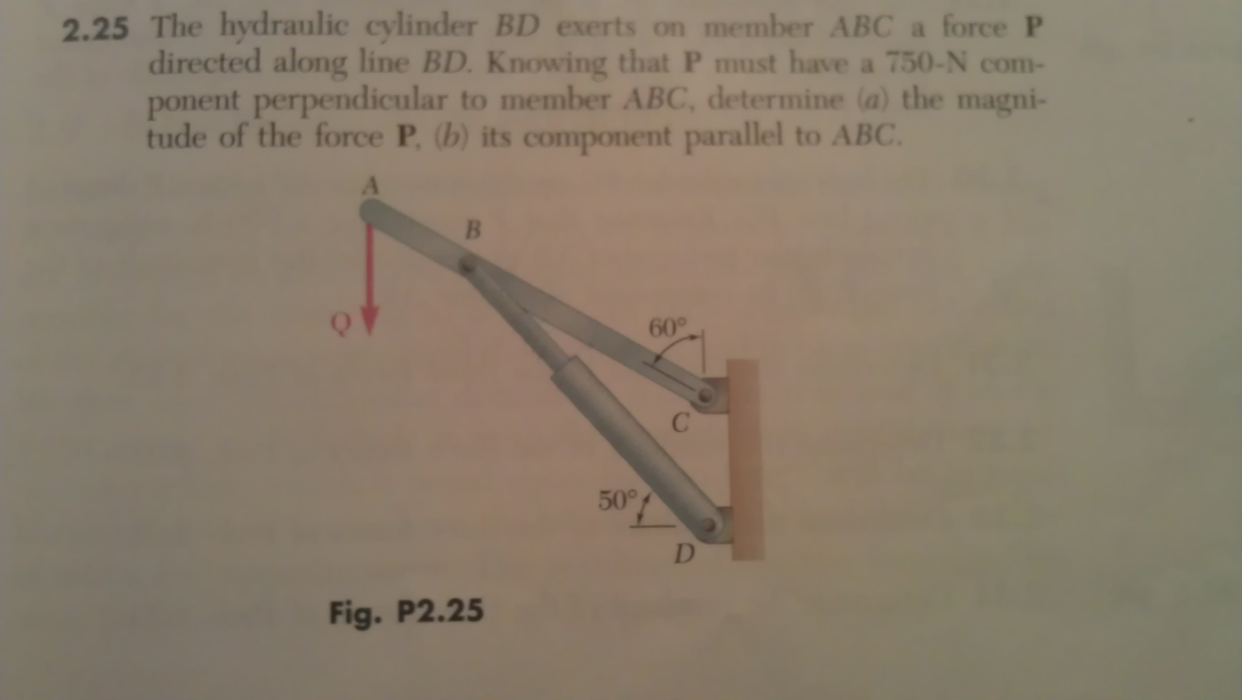 The Hydraulic Cylinder Bd Exerts On Member Abc