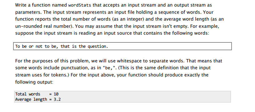 Solved Write a function named wordStats that accepts an | Chegg.com