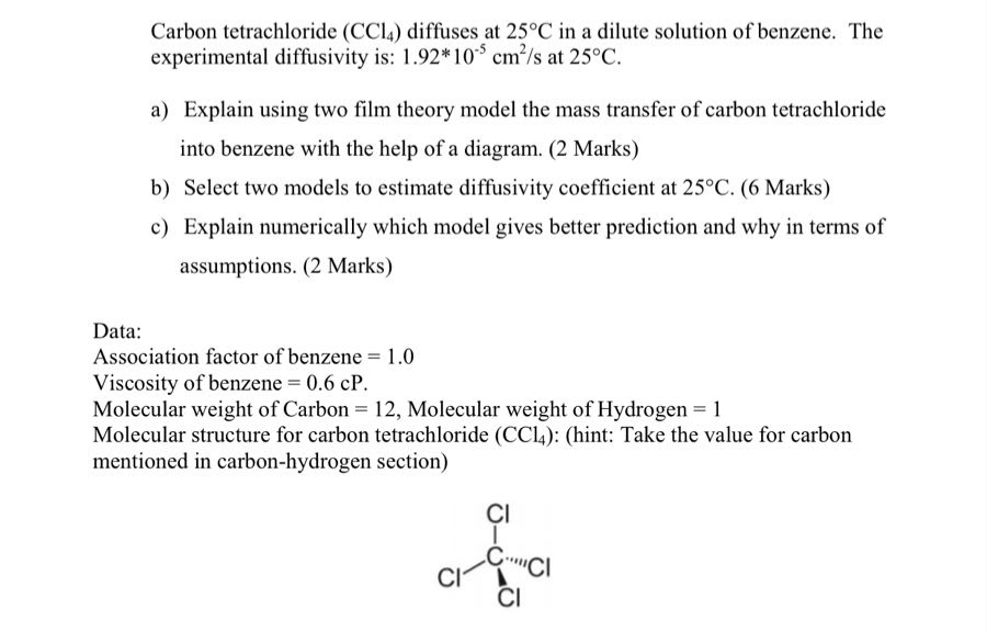 carbon-tetrachloride-ccl4-diffuses-at-25oc-in-a-chegg